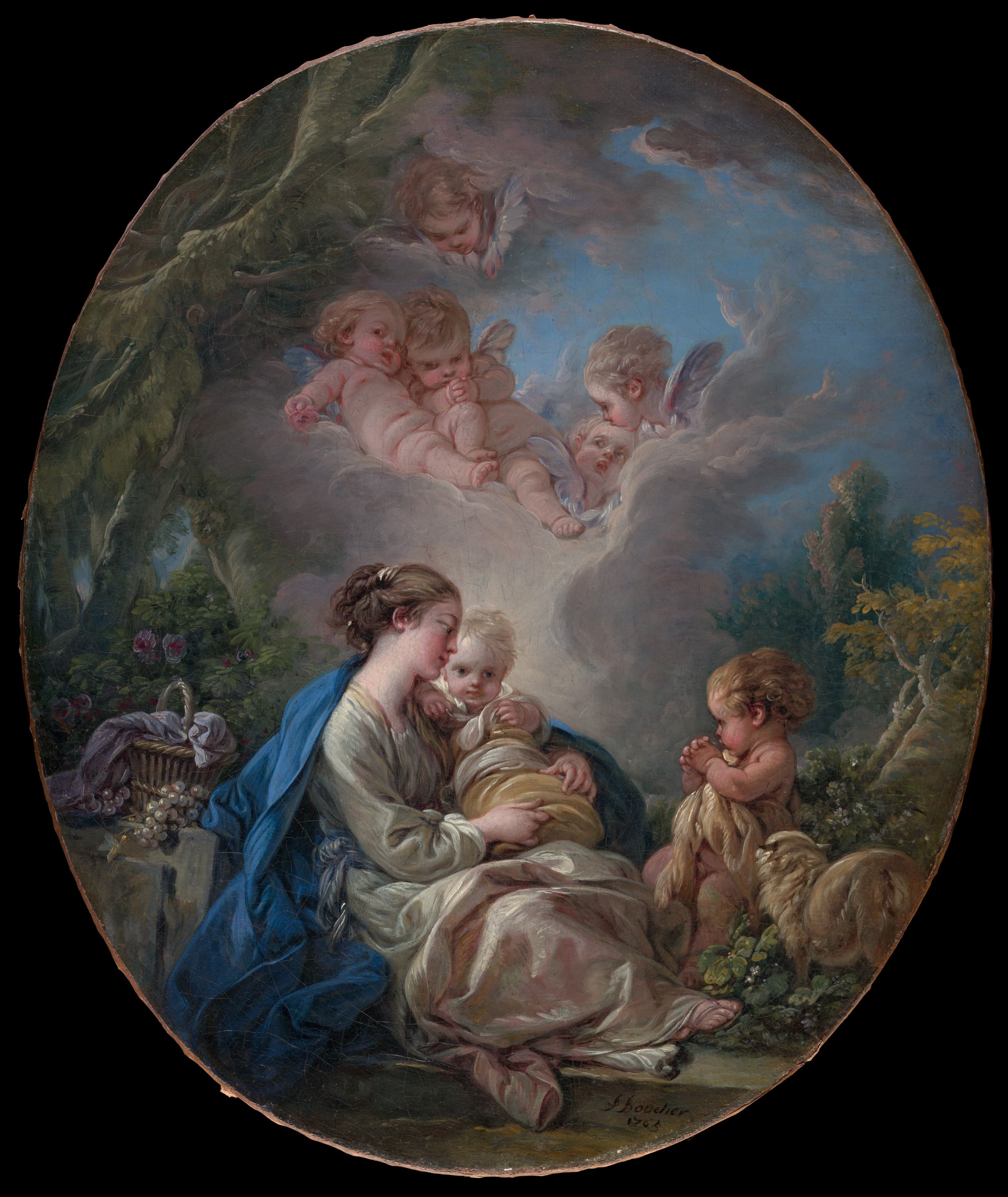 François Boucher — Virgin and Child with the Young Saint John the Baptist and Angels